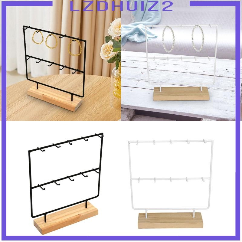 [Lzdhuiz2] ขาตั้งโชว์เครื่องประดับ, ที่ใส่เครื่องประดับพร้อมตะขอ 10 ชิ้น, ที่ใส่การ์ดต่างหู