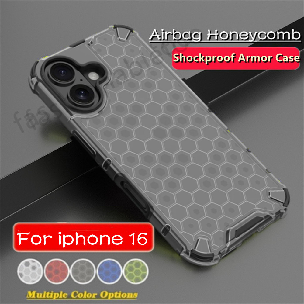 ปลอกสําหรับ iphone 12 13 14 15 16 pro max 16promax 16plus 15promax 14promax 13pro 12pro เคสโทรศัพท์ซิลิโคนอ่อนนุ่มรังผึ้งโปร่งใสเลนส์กล้องกันกระแทกฝาหลัง