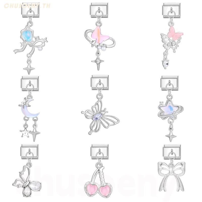 ยอดนิยม Love จี้ Sliver สีอิตาเลี่ยน Charm Links Fit 9 มม.สร้อยข้อมือสแตนเลสทําเครื่องประดับ