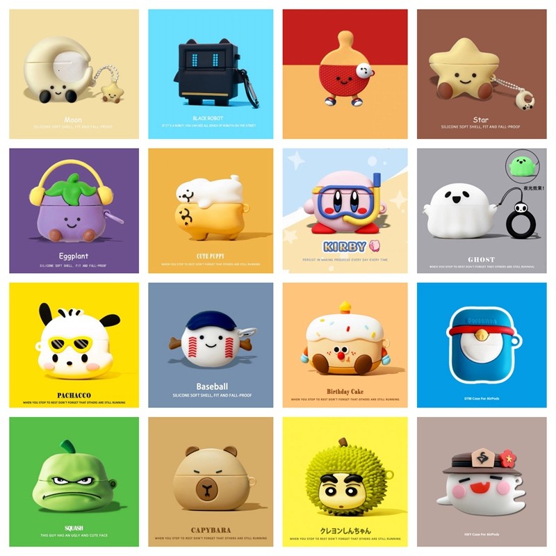 น่ารักการ์ตูนmulticolorกันกระแทกเกาหลี 3DสําหรับAirPods 4 ยางMacaronป้องกันหูฟังปลอกAirPod 1/2/3/Pro Pro2 กรณีAirPods4 ฝาครอบ