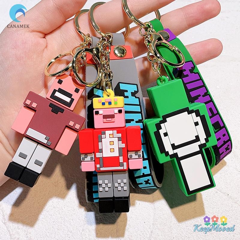 Keepmoved ใหม่ 3D เกม Minecraft พวงกุญแจ PVC Ainme Steve Creeper My World ตัวอักษรจี้พวงกุญแจน่ารักกระเป๋ารถแขวนพวงกุญแจสําหรับแฟนๆใหม่