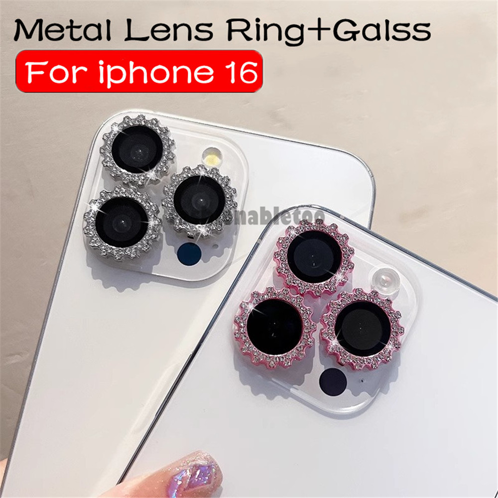 แหวนโลหะกล้องเลนส์ป้องกันฟิล์มสําหรับiphone 15 16 pro max 16promax 16plus 15promax 15plus 1 6 1 5 i16 i15 iphone16promax iPhone15proกระจกนิรภัยคลุมทั้งหมดฟิล์มป้องกัน