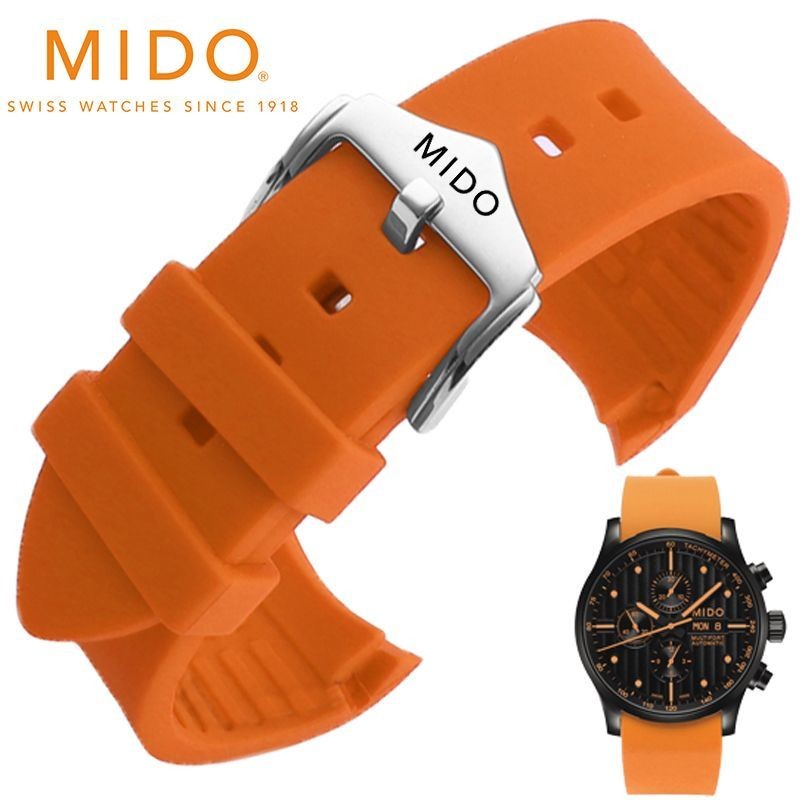 สายนาฬิกา Mido ปรับให้เข้ากับ Original M005 Helmsman 8600 Baroncelli Commander สายนาฬิกายาง 22mm