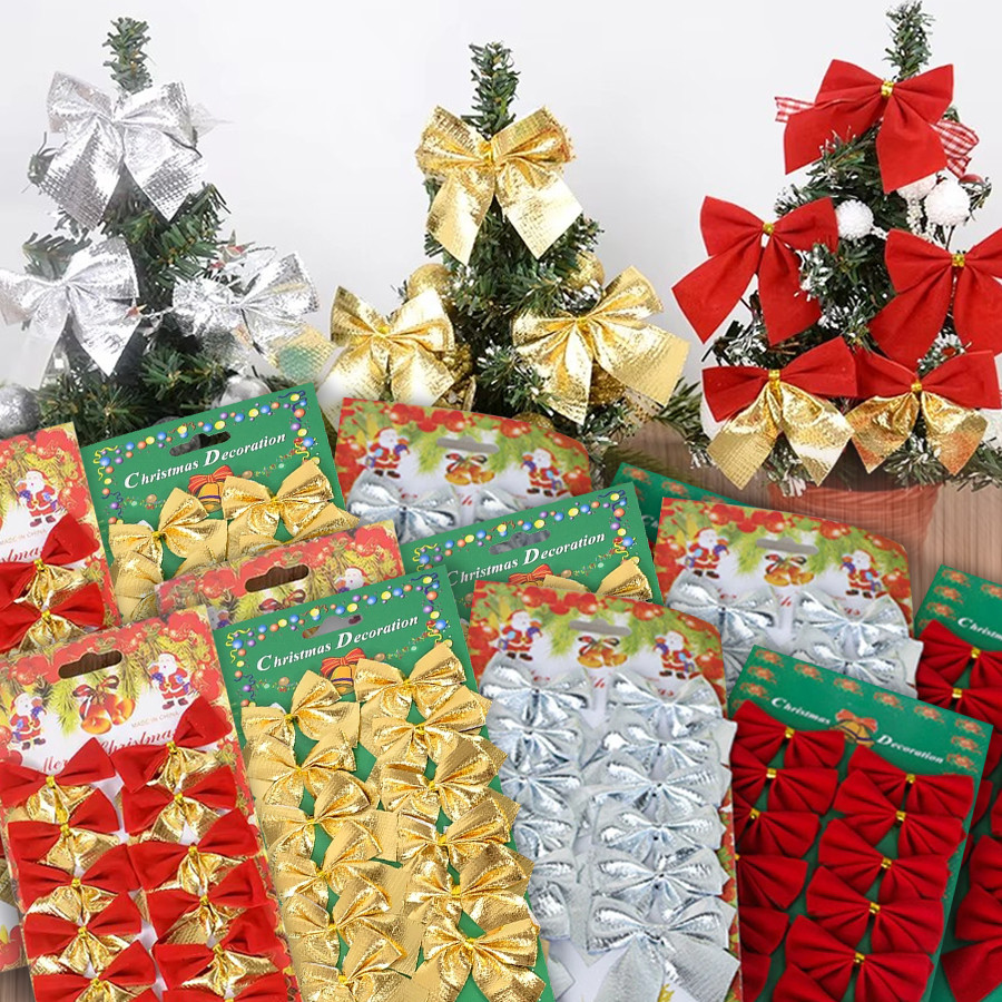 36 ชิ้นโบว์ตกแต่งคริสต์มาสต้นคริสต์มาสจี้เครื่องประดับสําหรับตกแต่งบ้าน Navidad ปีใหม่พรรค 2025 DIY ของขวัญอุปกรณ์เสริม