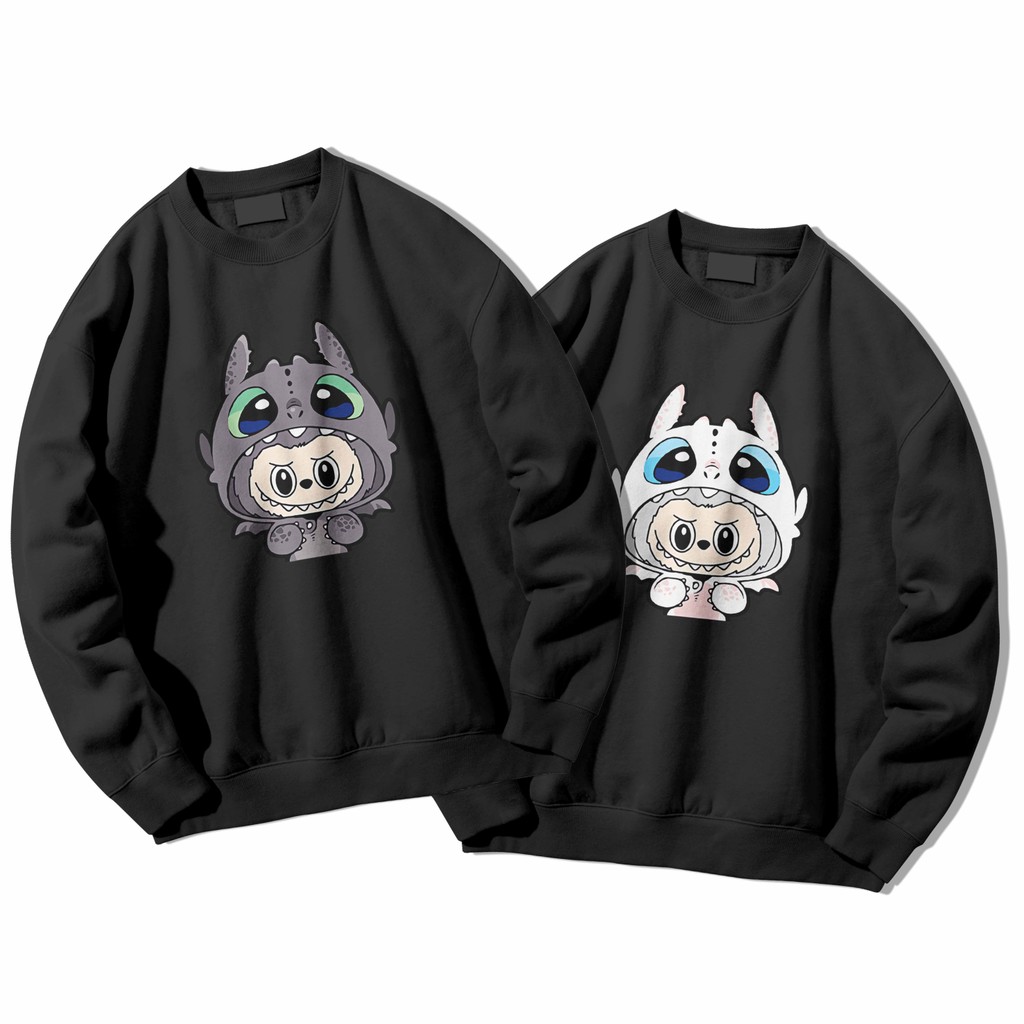 เสื้อสเวตเตอร์ คอกลม คู่ How to train your dragon Toothless & Light Fury 2 เสื้อสเวตเตอร์ระดับพรีเมี