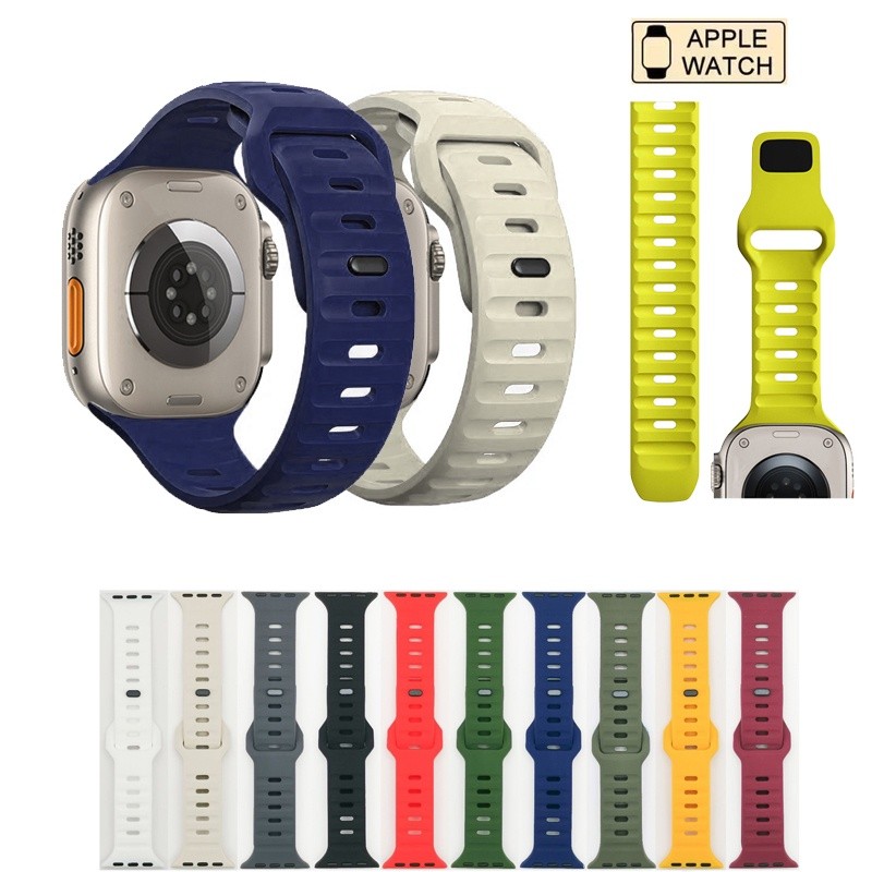 สายซิลิโคนสําหรับ Smart Watch Series 11/10 Ultra2 Ultra3 SE 9 8 7 6 5 4 3 2 1 สําหรับ iWatch Ultra 49 มม.45 มม.41 มม.44 มม.40 มม.42 มม.38 มม.46 มม.สายรัดข้อมือสร้อยข้อมือกีฬาสายนาฬิกา ราคา ถูกที่สุด ดีลบีเคเค