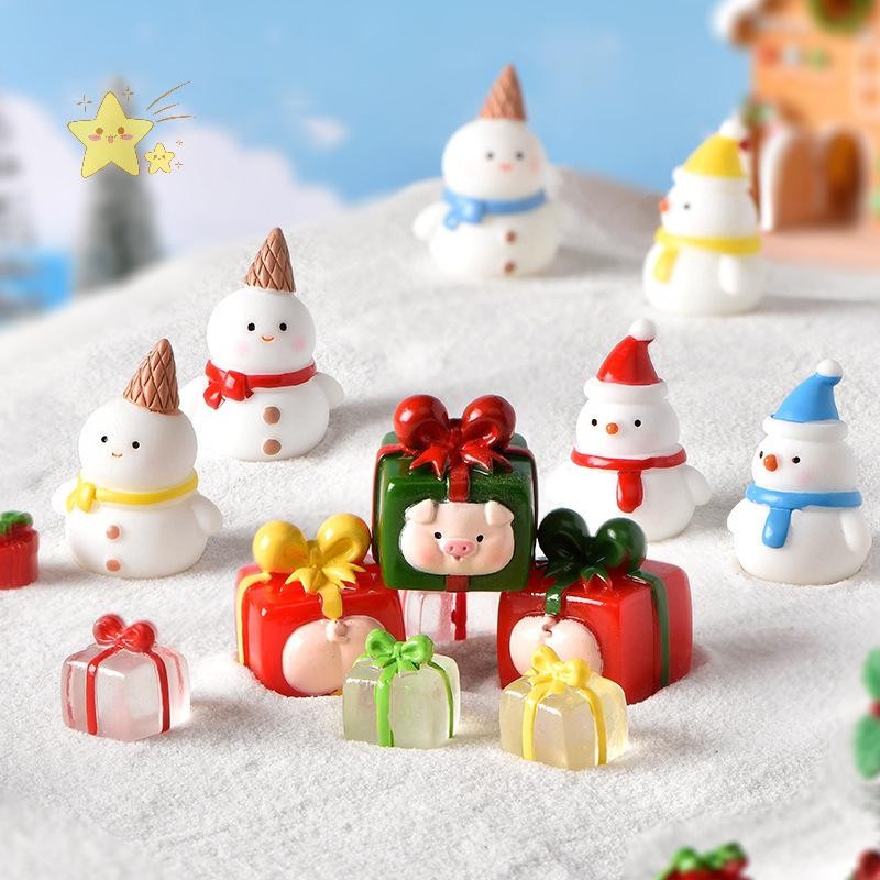 [JBTH] น่ารักเรซิ่นเครื่องประดับคริสต์มาส Xmas Micro ภูมิทัศน์ตกแต่งการ์ตูน Snowman เดสก์ท็อปเครื่องประดับขนาดเล็กอุปกรณ์เสริมของขวัญ [JB]
