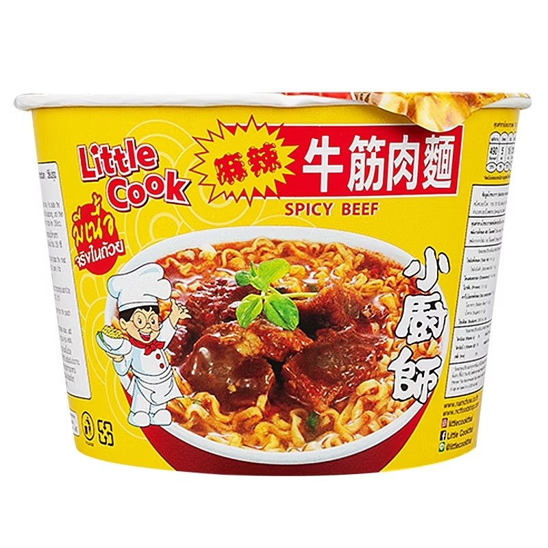 ลิตเติ้ลกุ๊ก บะหมี่กึ่งสำเร็จรูปรสเนื้อเผ็ด 150กรัม Little Cook Instant Noodles Spicy Beef 150g.