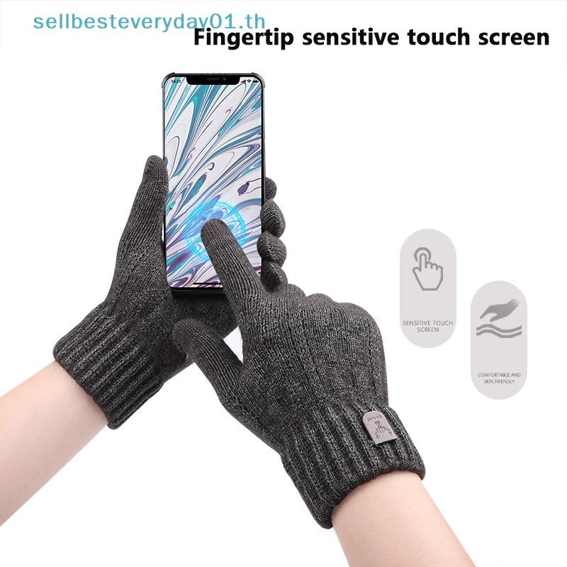 & Sellingbest & Winter Warm Full Finger Mittens Fashion New Cashmere Gloves Men Outdoors Skiing Cycling Motorcycle Cold-proof Fingering Glove.