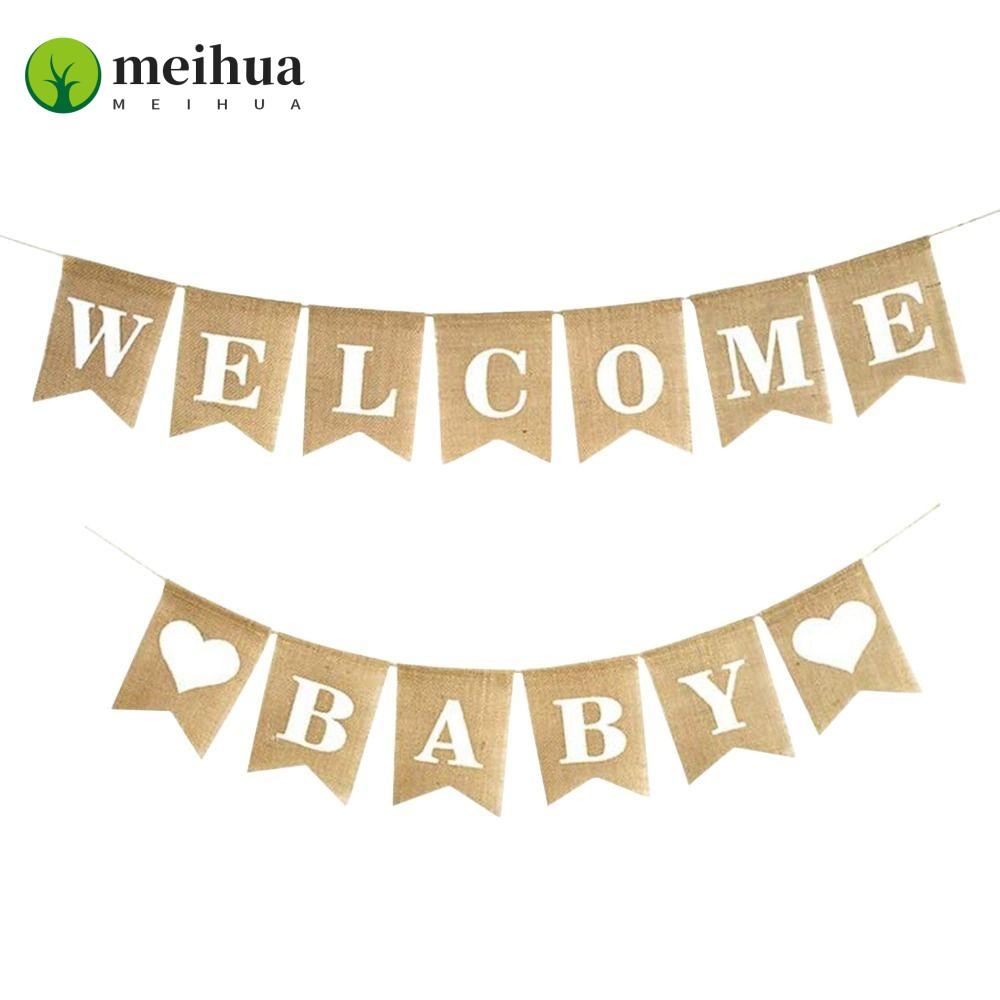 Meihua Baby Shower, Welcome Baby Banner Pre-Strung Baby Shower Decorative, ป้ายประกาศเด็กสุดน่ารักฉา