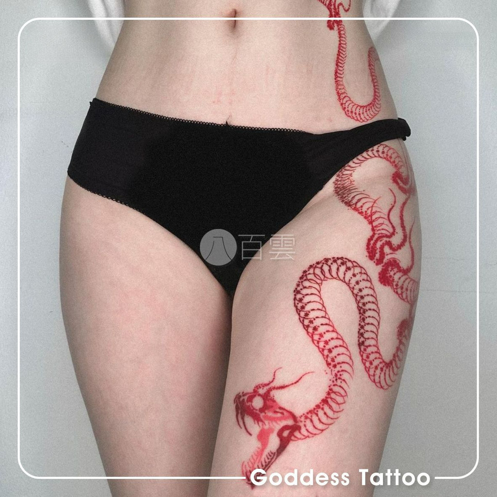 🍀Skeleton Art Dark Snake Skeleton Personalized Flame Large Picture Waterproof Tattoo Patch