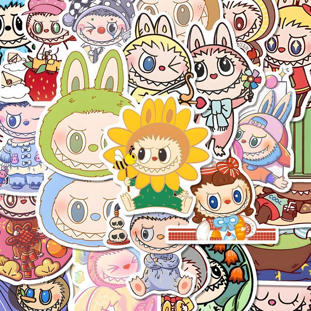 80pcs การ์ตูนน่ารัก LABUBU Graffiti สติกเกอร์สําหรับจักรยานบัญชีมือกล่องดินสอ Decals LanLanStickersWorld