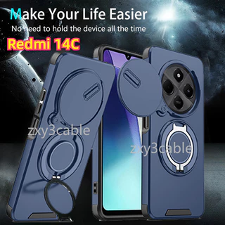 กันกระแทก Push Window สําหรับ Redmi 14C POCO C75 4G 2024 หรูหราแม่เหล็กสําหรับ Redmi14C 14 C XiaomiPOCOC75 C 75 Stand Holder ป้องกันกลับกรณี