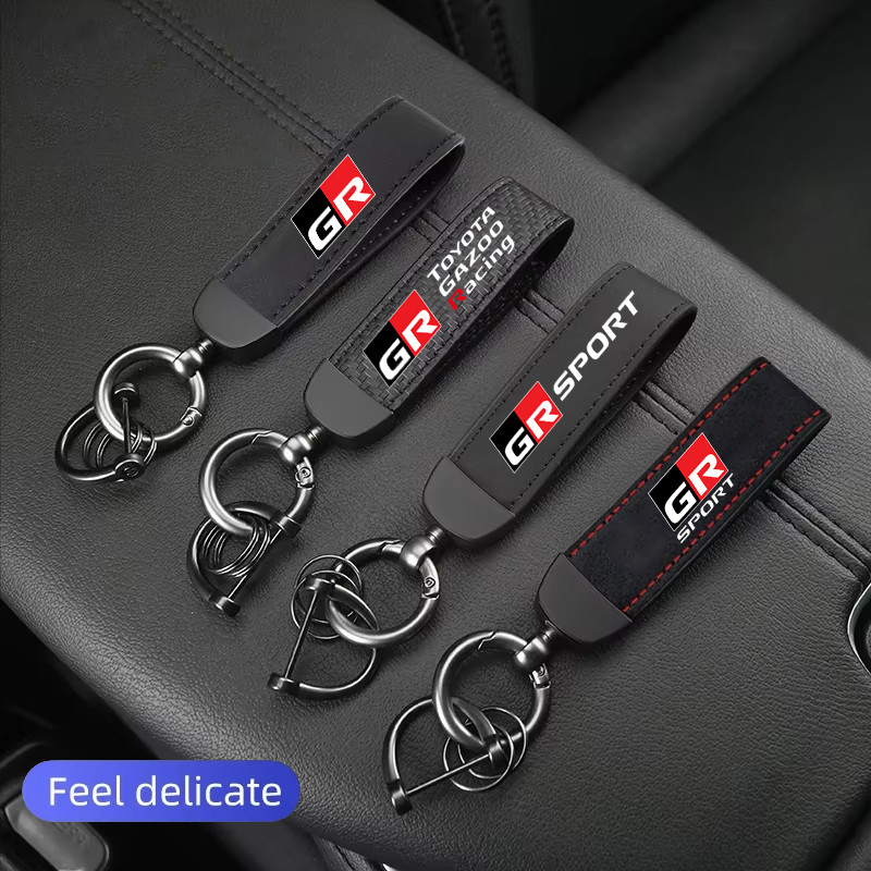 ตกแต่งบ้าน Toyota GR Sport Gazoo Racing รถหนังนิ่มหนังพวงกุญแจจี้ Key Chain ผู้ถือคาร์บอน Patter Key รถ Trinket พวงกุญแจสําหรับ Vios Veloz Raize Fortuner Avanza Camry Caorlla Cross ส่งด่วน สั่งเลย