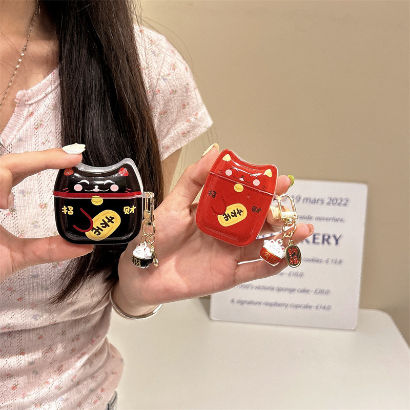 สําหรับ Fortune Cat สําหรับ Airpods1/2 3 Pro Pro2 Airpods4 ชุดหูฟังไร้สายบลูทูธป้องกันกรณี AirPodspro Pro2 3 4 หูฟังป้องกันกรณี