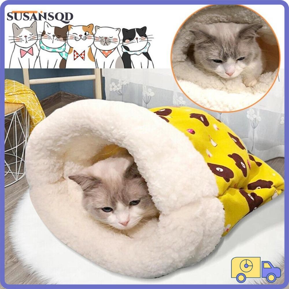 Susansqd ถุงนอน Nest,ฤดูหนาวขนแกะผ้าฝ้ายถุงนอนแมว,ในร่มสุนัขแมวอุปกรณ์สัตว์เลี้ยงสบายสัตว์เลี้ยง Snuggle กระสอบเตียงอุ่น