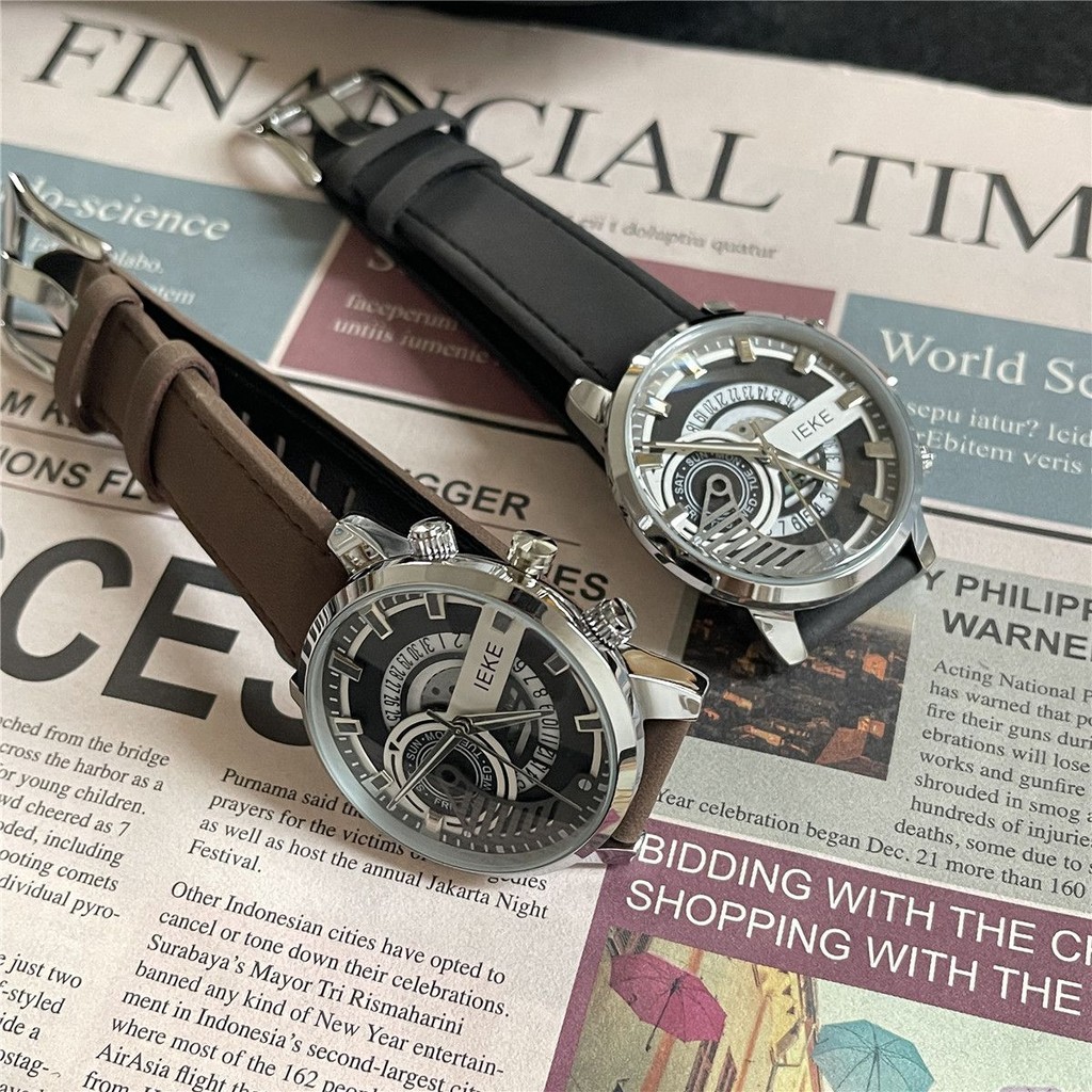 [คลังสินค้าพร้อม Seckill] IEKE Hollow Design Calendar Wheel Watch นักเรียนหญิงชาย Universal Mechanic