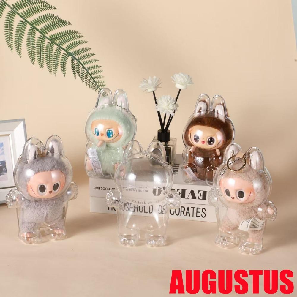Augustus|Labubu กระเป๋าเก็บของ, เกราะป้องกัน Labubu กันน้ํา Anti-lost, กระเป๋าแขวนที่ถอดออกได้ที่ทนทานแบบพกพาโปร่งใสฝุ่นของขวัญ
