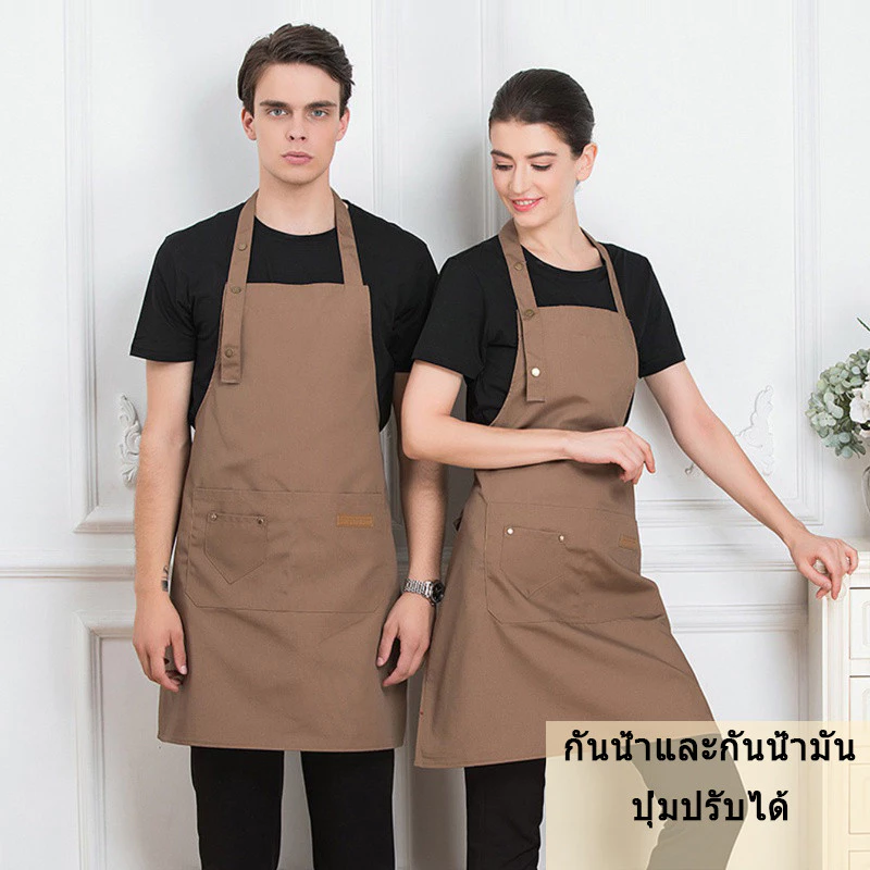 แฟชั่นผ้าใบผ้ากันเปื้อนกันน้ำร้านกาแฟตัดผมผ้ากันเปื้อนทำงานครัวทำอาหาร