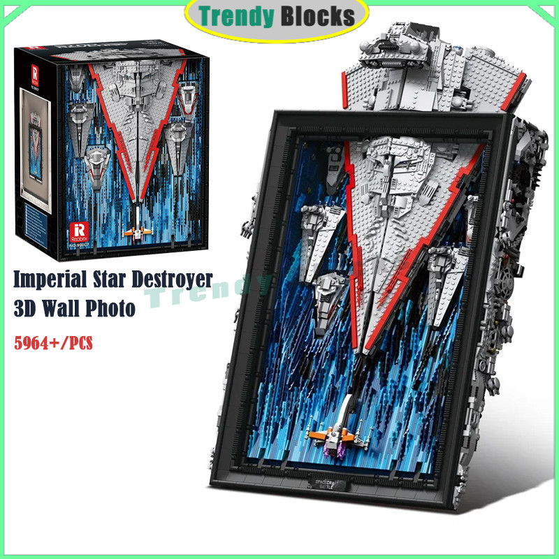 99007 Imperial Star Destroyer Building Blocks MOC 75252 3D Wall Photo Frame อิฐของเล่นของขวัญ