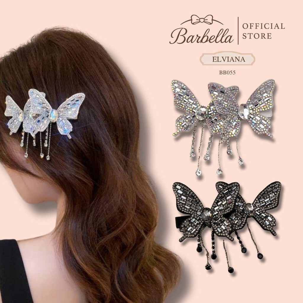 Barbella กิ๊บผีเสื้อคริสตัล งานแฮนด์เมด ดีไซน์หรูหรา รุ่น Elviana (BB055)