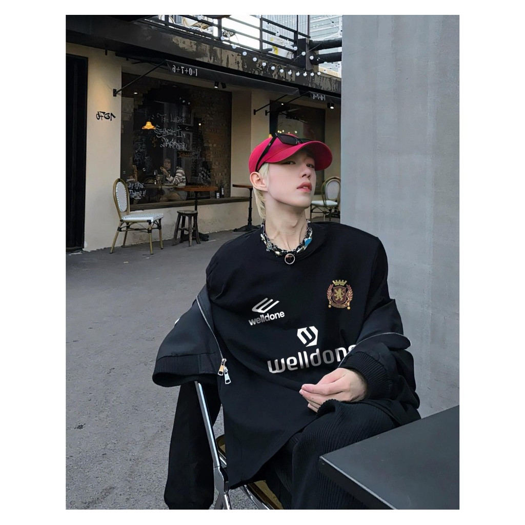 เกาหลี ผ้าฝ้าย100% เสื้อยืดแขนสั้น Oversize CMDXY7214 ผู้ชาย ผู้หญิง ลายทาง ตัวอักษร การ์ตูน หลวม ฤดูร้อน ฤดูใบไม้ผลิ