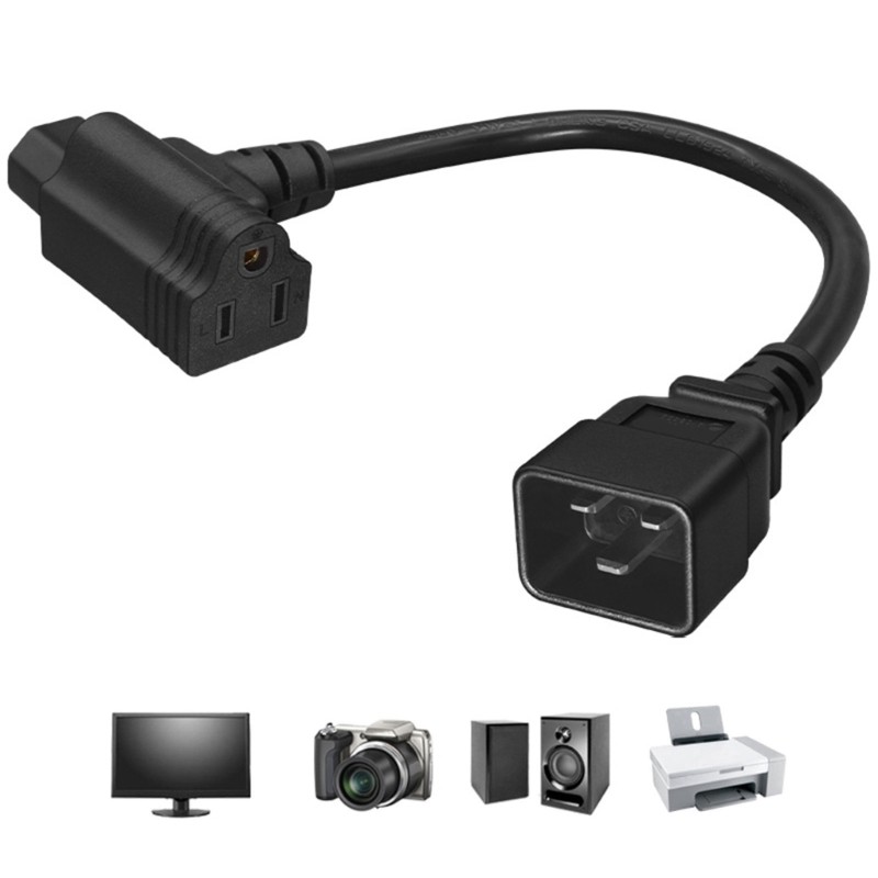 HL สายกระจายพลังงานเอาต์พุตคู่ C20 ปลั๊ก C13 NEMA 5-15R สําหรับใช้ในบ้าน