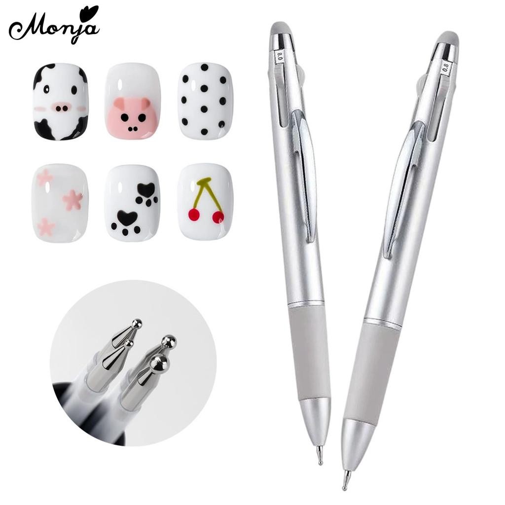 Monja 4in1 ไม้ดอทปากกา สำหรับเพ้นท์ลายเล็บ เล็บ ปากกาเจาะลูกลื่นการออกแบบปากกา ภาพวาด Picker tool