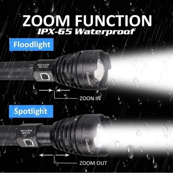 ไฟฉาย LED Super Powerful XHP90 กันน้ำ สว่างมาก พุ่งไกล ชาร์จอเนกประสงค์ ขนาดใหญ่