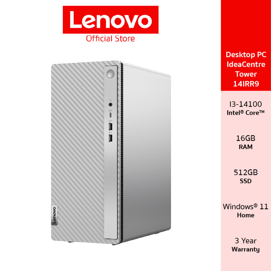 Lenovo IdeaCentre Tower 14IRR9(90X2006ETA)DESKTOP PC Intel Core i3-14100 16GB SSD 512GB