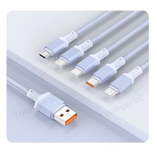 100W Fast CHARGING Data CABLE TPE + Braided Cable, Three In One Type-C + iOS + Mirco Fast CHARGING CABLE เข้ากันได้อย่างกว้างเป็นพิเศษด้วย iOS/Android Fast สายชาร์จ