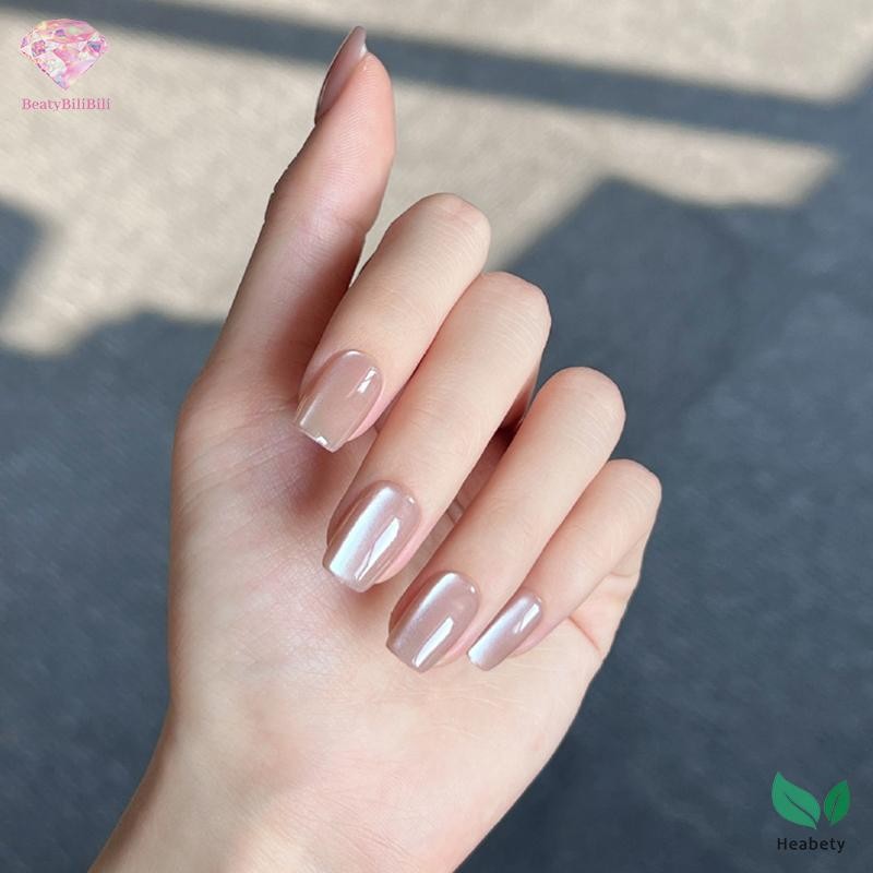 Heabty แชมเปญ Eye Wear เล็บกว้างชาน้ําแข็งนมชา Ice Flash Pure Nude Eye Wear Nail Hand Work ใหม่