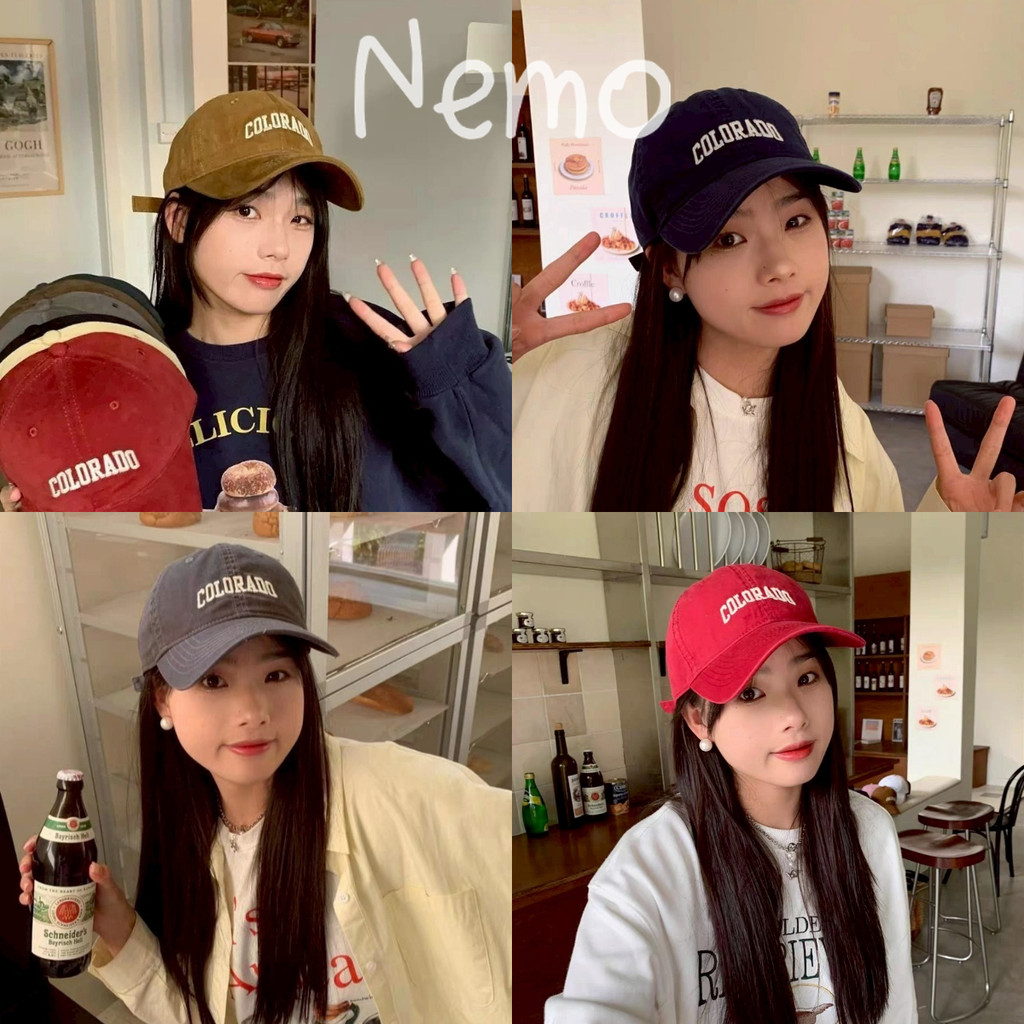 Nemo store🌸#MK-6 หมวกแกป แฟชั่น สีสดใส ปักตัวอักษร