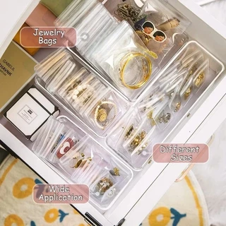 10 ชิ้นขนาดเล็ก PVC ใสกระเป๋าเก็บเครื่องประดับ/สร้อยคอแหวนต่างหู Self Seal กระเป๋า Organizer