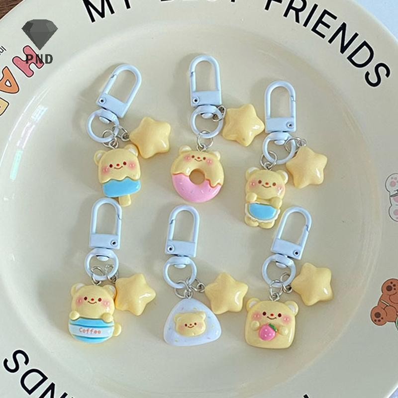 PND น่ารัก Pentagram Star Butter Bear พวงกุญแจ สร้อยคอ และ charms สำหรับผู้หญิง