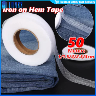 ของมาใหม่！50M เทปกาวสองหน้าแบบผ้า เทปกาวติดเสื้อผ้า ละลายสองด้าน รีดผ้าร้อนกดตาข่ายซับกาว