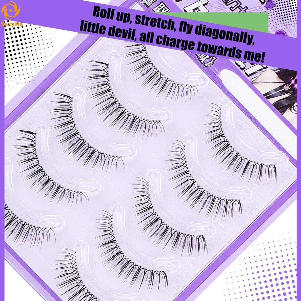 DIY คอสเพลย์ Wispy Strip Eyelashes 5 คู่ธรรมชาติดู Full Strip Lashes เหมาะสําหรับ Professional แต่งหน้า Salon