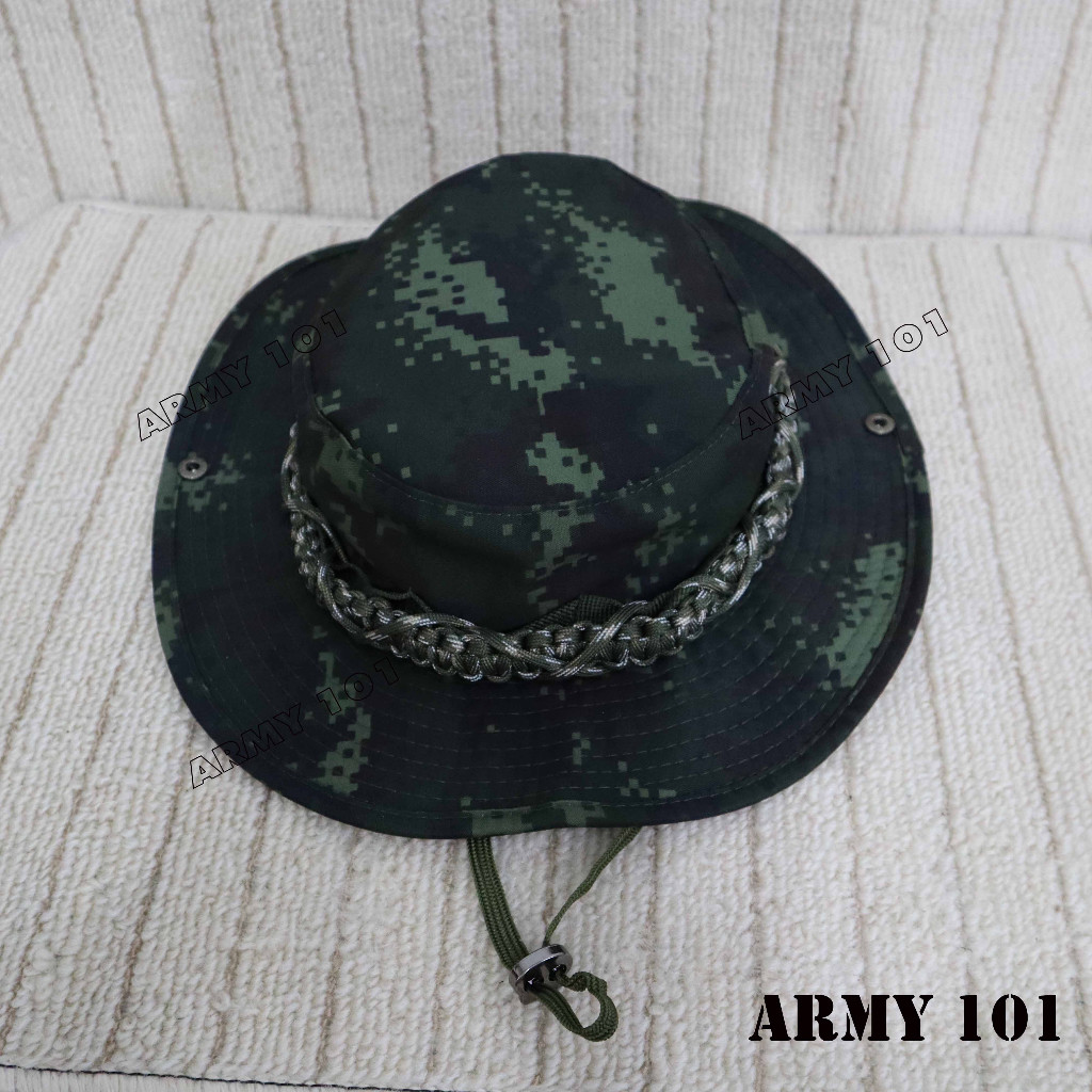 หมวกปีกสั้น ลายพรางทหารบก ถักเชือก พาราคอร์ด PARACORD (M2) ลายพรางใหม่