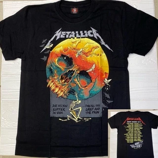 เสื้อเชิ้ตร็อคแขนสั้นแบบพิมพ์ลาย ธีม Metallica Rock Band Series สำหรับทุกเพศ ขนาด S-5XL