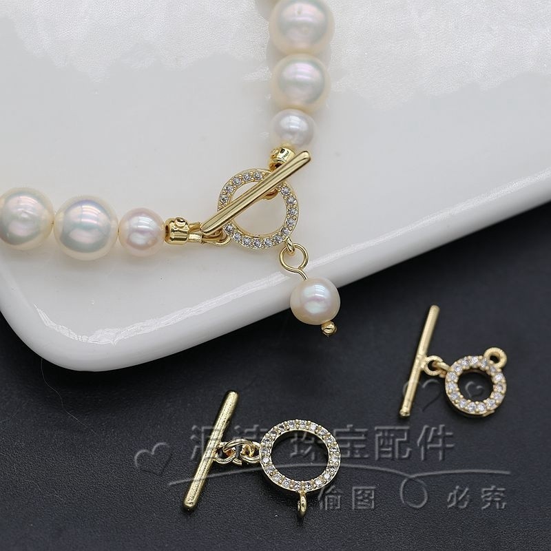 24K Zircon Micro-Inlaid ทองแดงบริสุทธิ์สี Retention เครื่องประดับ OT หัวเข็มขัด Handmade DIY สร้อยคอ