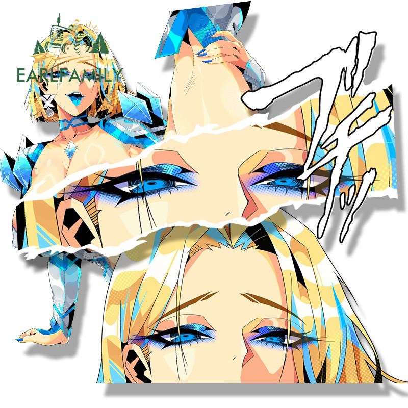 EARLFAMILY Senpai Emma Frost Fanart รถสติกเกอร์ Chibi Big Head Decal JDM การ์ตูน Peek สาว Graffiti Slap สติกเกอร์เหมาะสําหรับแล็ปท็อปรถจักรยานยนต์
