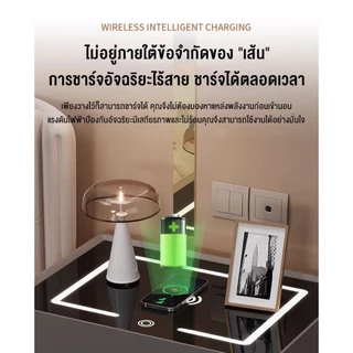 โต็ะข้าง เตียงข้างเตียง แบบสำเร็จรูป อัจฉริยะที่มีไฟ ตู้เตียงไม้ระดับสูงไร้สายสำหรับห้องนอนใหม่ ที่ทันสมัยและเรียบง่าย