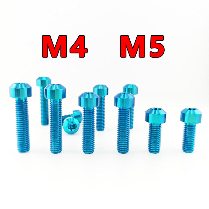 6AL/4V ไทเทเนียมเกรด 5 สลักเกลียว M4 M5 สีเขียวมรกตหกเหลี่ยมด้านใน Inverted มุมคอลัมน์หัวสกรูสําหรับ
