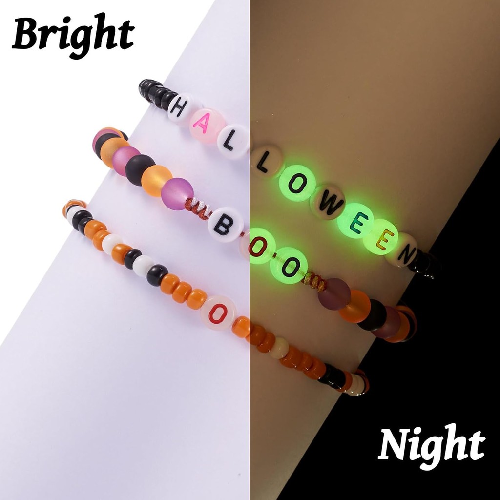 KISSITTY ลูกปัดตัวอักษร Vowel เรืองแสงในที่มืด อะคริลิคกลมแบน คละสี EU 7 มม. สร้อยข้อมือ DIY สร้อยคอ