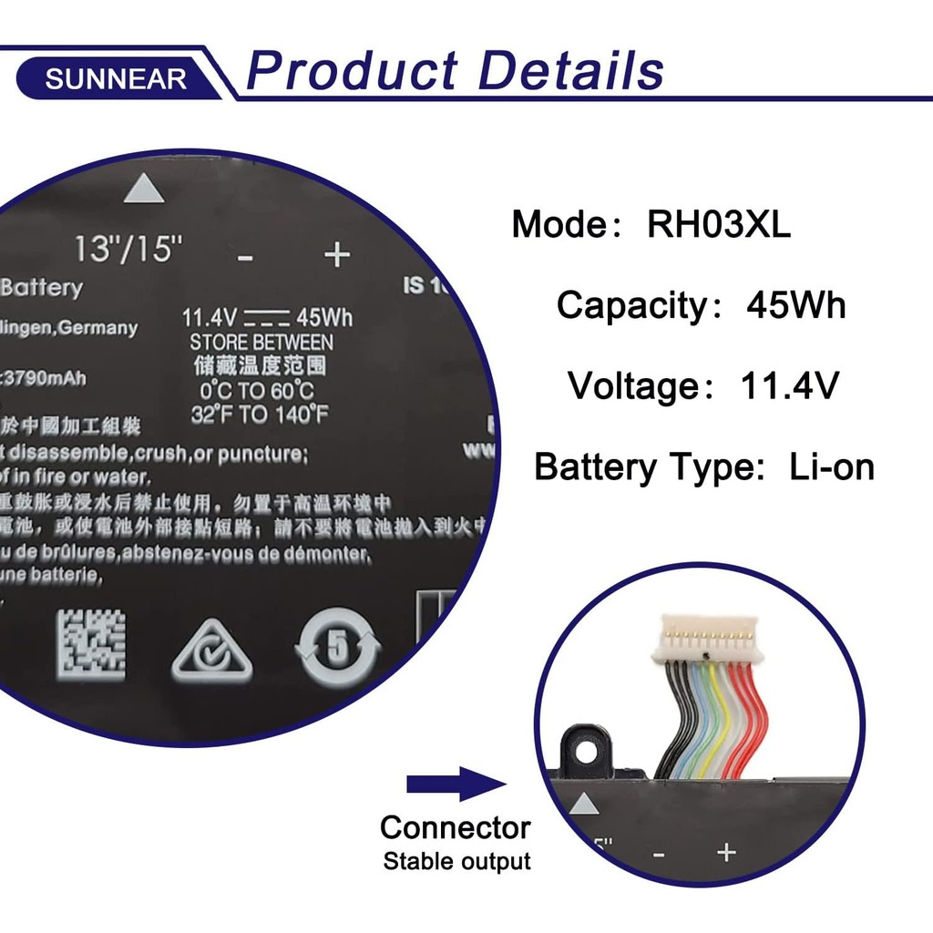 RH03XL M02027-005 แบตเตอรี่แล็ปท็อปเข้ากันได้กับ HP ProBook 430 440 445 450 G8 630 640 650 G8 ZHAN 6