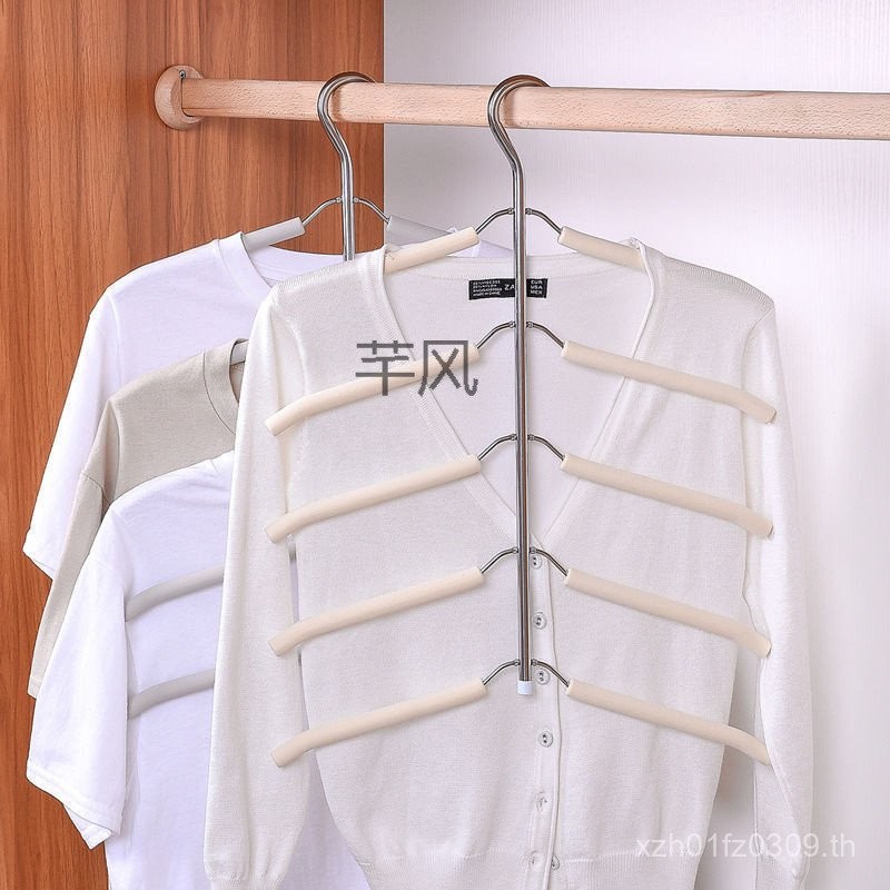 Q 2 ประหยัดพื้นที่มัลติฟังก์ชั่หลายชั้นไม้แขวนเสื้อไม้แขวนเสื้อในครัวเรือนตู้เสื้อผ้าเสื้อผ้า Anti-S