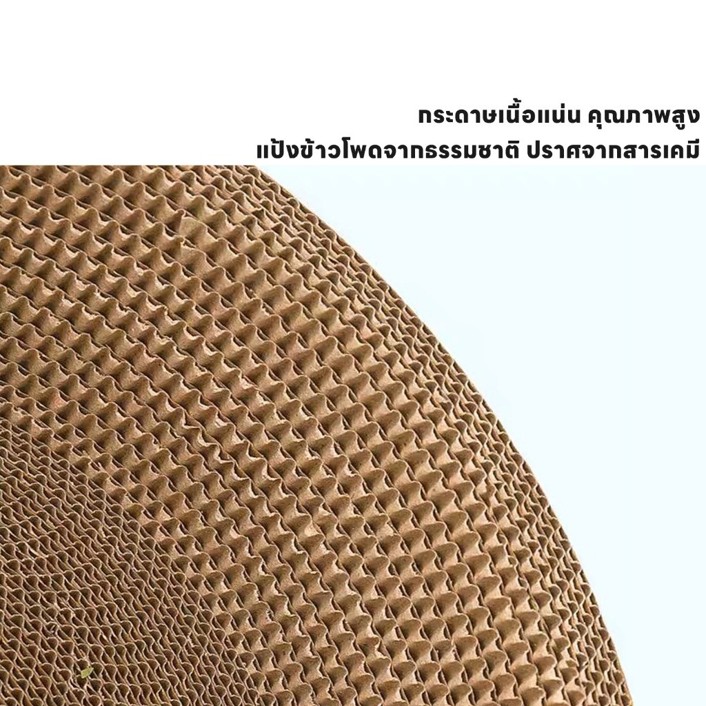ที่ลับเล็บแมว+แคทนิป อ่างลับเล็บ ของเล่นแมว ที่นอนแมว แผ่นลับเล็บ ที่ฝนเล็บสัตว์เลี้ยง ที่นอนแมว 2in1 กระดาษลูกฟูก - รูปที่ 5