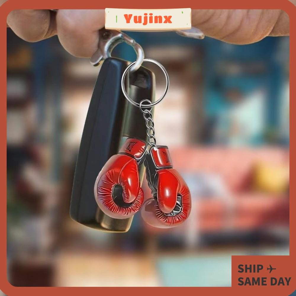 ยูจินx นวมชกมวยพวงกุญแจ,2ง แบนอะคริลิปรับแต่งพวงกุญแจเจาะนวมจี้,สร้างสรรค์ถุงสีแดงเสน่ห์คู่กุญแจรถสํ