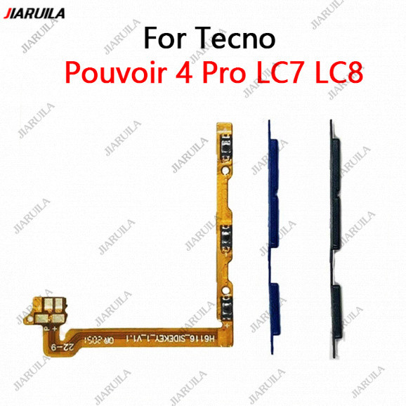 ปุ่มปรับระดับเสียงไฟ Flex สําหรับ Tecno Pouvoir 4 Pro LC7 LC8 ปุ่มกุญแจด้านข้าง Flex Cable