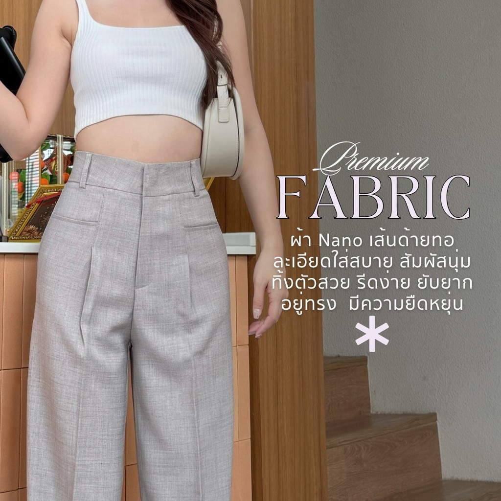 YOSHITA - [S-3XL] กางเกงกระบอกกลาง เอวสูง ดีเทลกระเป๋าหน้า ทรงสวยมาก รุ่น Giselle Pants - รูปที่ 2
